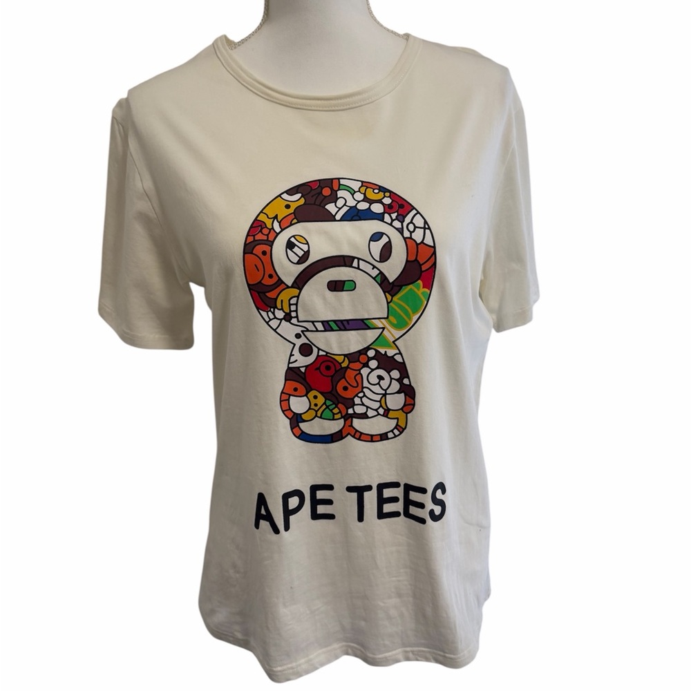 Classic White T-Shirt cotton Ape (BAPE) baby Milo graphic tee